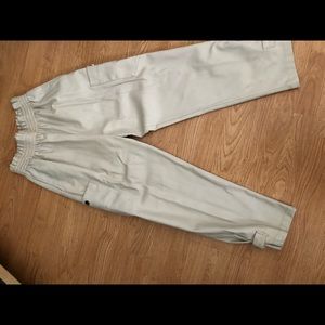 Zara leatherette paper bag utility pants